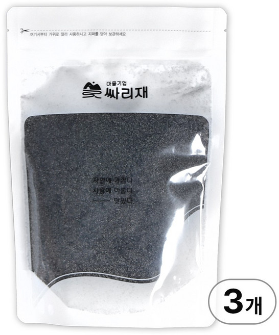 싸리재 [ 흑임자가루 300g ] 국산 검정 검은 깨가루 흑임자 라떼 블랙 선식 샐러드 드레싱, 3개