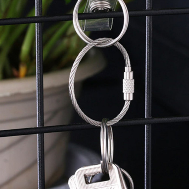 알뜰소비 와이어 키체인 로프 철사고리, 250mm