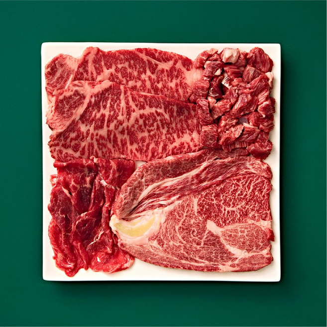 [마블링하우스] 한우 1++ 최상급 한우 설 선물세트 블룸세트 실속형 4가지 구성, 1개, 1kg