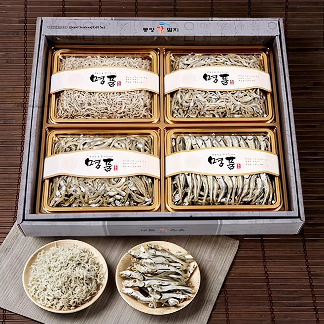 [수협] 통영멸치 프리미엄 세트 1호 (세멸180g 자멸150g 소멸150g 중멸150g), 1세트