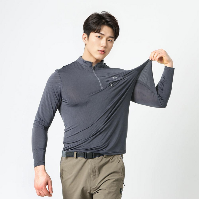 1+1 히어로 쿨 스판 긴팔 집업 등산티 기능성 작업복 티셔츠 316