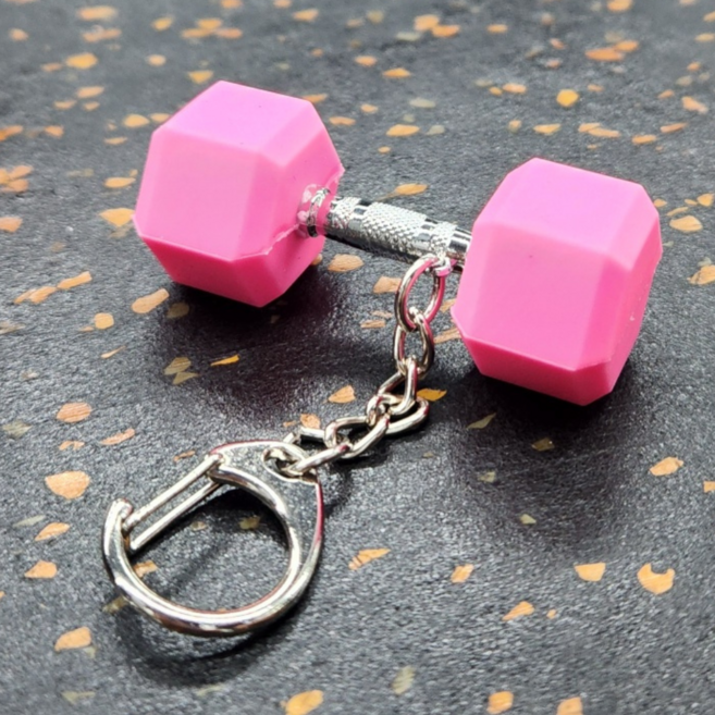 헬스키링 덤벨 원판 운동키링 헬스장 빽꾸 가꾸 미니 키홀더 머슬정글 헬창 선물, 1개, 덤벨키링 뮬리핑크