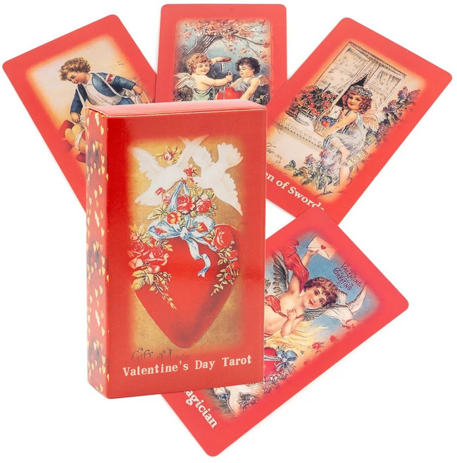 오스트릿 패션 발렌타인 데이 타로 카드 매직 아트 러브 데크 놀라운 연인 오라클, 1개, [02] Tarot And Bag