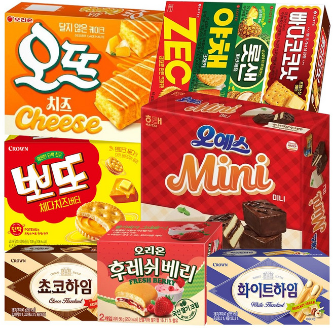 [냠냠상회] 오뜨 뽀또 오예스 미니 하임 등 실속 과자 간식세트, 1세트, 10p