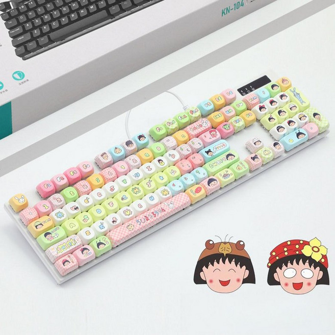 유선 기계식 키보드 PBT 키캡 사무용 게임용 핫스왑, 유선 USB, 레드 스위치, 체리 마루코, 적축