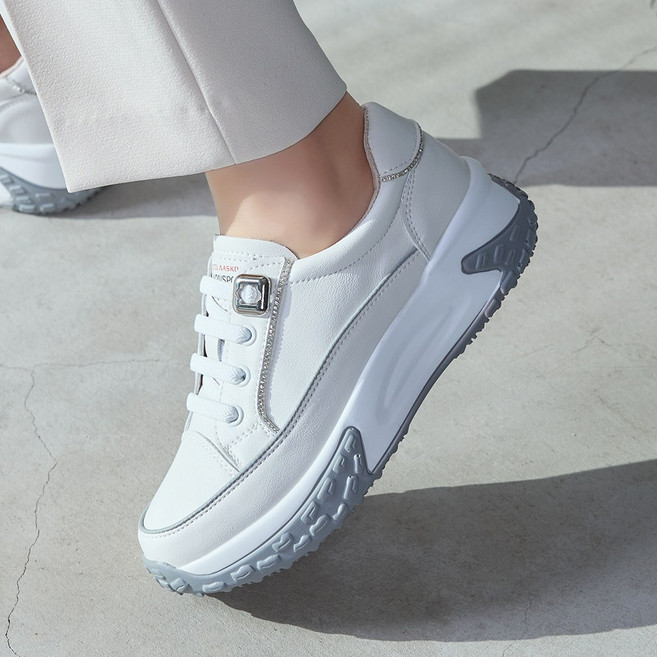 제이슈 소가죽 클랏 플랫폼 큐빅 스니커즈 4.5cm