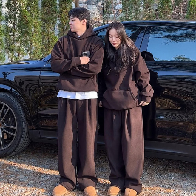 [당일출고] 치트키 남녀공용 투핫 골덴 풀오버 기모 셋업