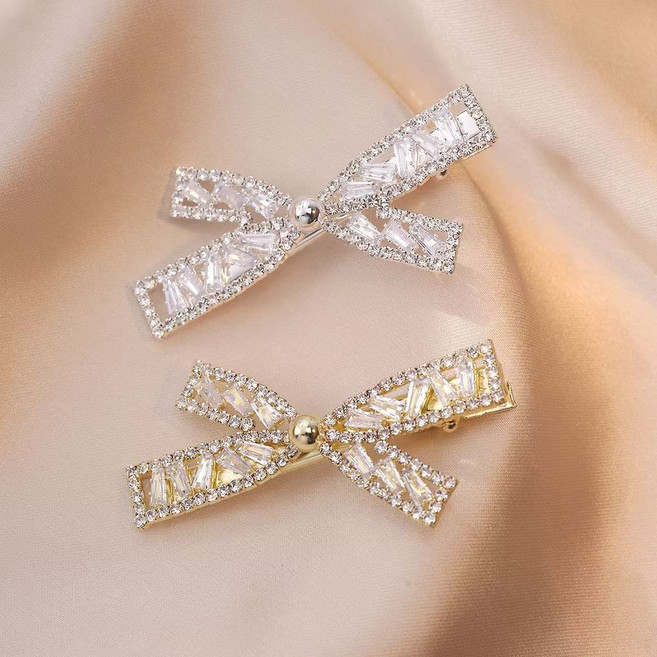 핫몰 큐빅 집게핀 리본 머리핀 미니 헤어핀 1+1