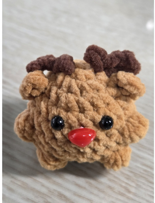 몽글공방 뜨개 인형 손뜨개 키링 동물 인형 빽꾸 완성품, 1개, 사슴