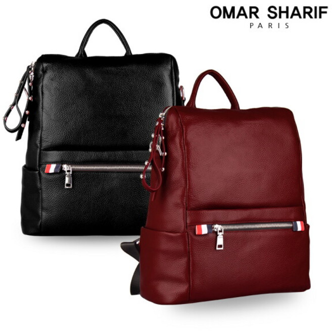 [오마샤리프] 천연 소가죽 스퀘어 여성백팩 OS8012