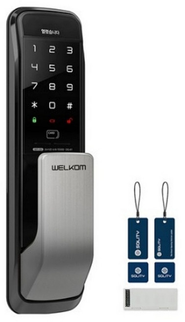 솔리티 웰콤 WiFi 무타공 푸시풀 Iot 디지털 도어락 WP-501, WP-501(WIFI), 고객직접설치