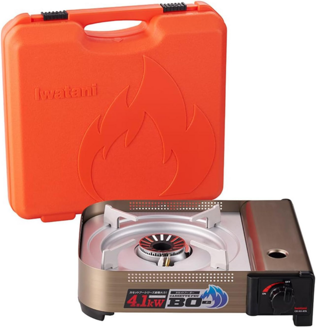 이와타니 Iwatani 고화력 방풍 가스 스토브 버너 케이스 포함 CB-AH-41N, 1개, 브라운