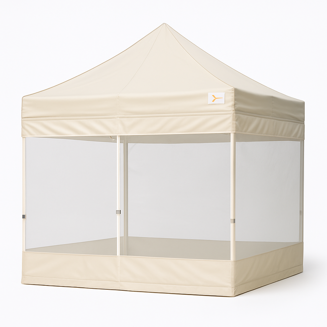 프리폼 접이식 캐노피천막 일체형모기장 풀세트 가림막 그늘막 창고, 베이지일체형모기장풀세트(로프포함)