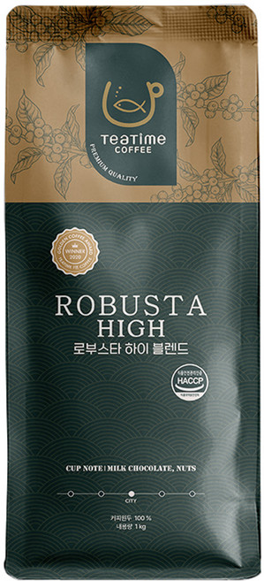 1kg 원두커피 로부스타 하이 블렌드 고소하고 맛있는 원두 홀빈 베트남 에티오피아 커피머신 추천원두, 1개, 홀빈(분쇄안함)