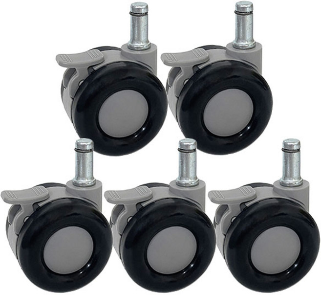 의자바퀴 링타입 11링 우레탄 브레이크 캐스타, 블랙(5개입)