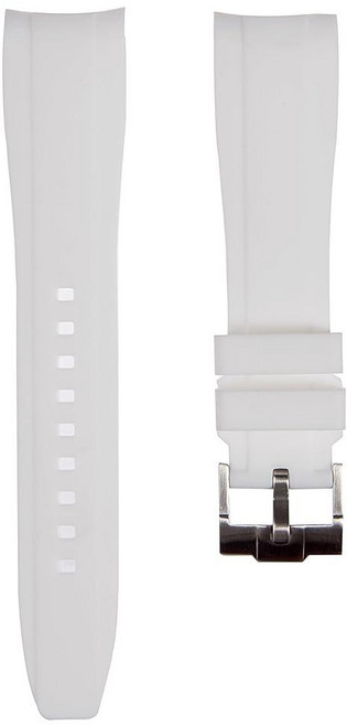 STRAPS 스트랩eeker 곡선형 엔드 소프트 실리콘 스포츠 고무 시계 밴드 - 오메가 스와치 문워치 오메가 스피드마스터 롤렉스 서브마리너 세이코 SKX 다이빙 시계와, 화이트