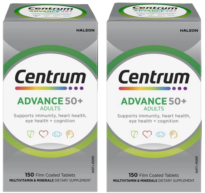 센트룸 호주정품 남여공용 어드밴스 실버 50+ 150정X2팩 총 300정, 150정, 2개 - 쿠팡