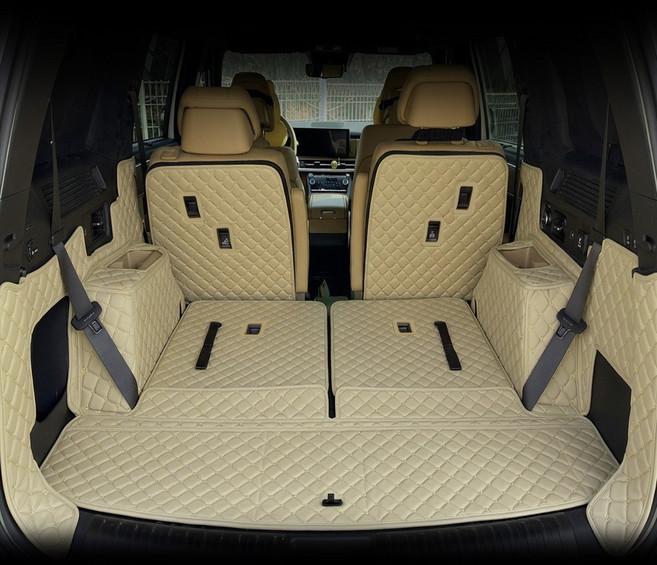 싼타페MX5 전용 컨셉토 3D 가죽 퀼팅 풀커버 사이드트렁크 매트 세트 (트렁크도어 미포함), 6인승(2026년이후), 베이지