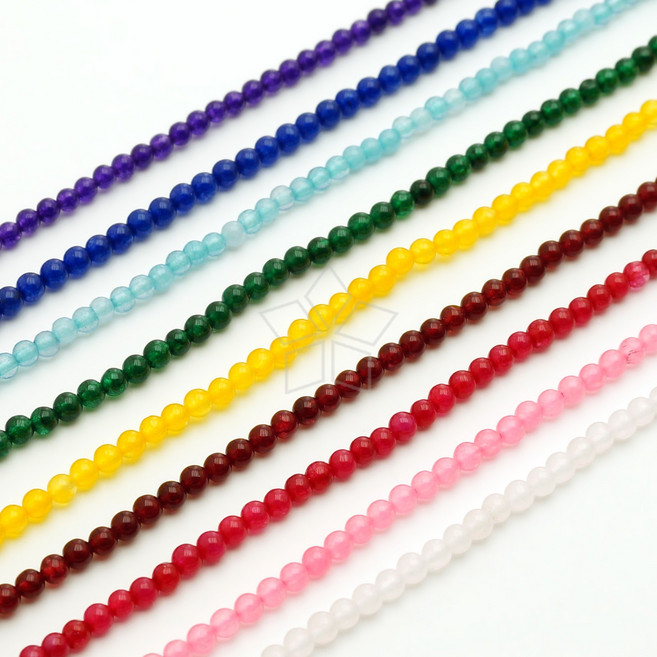 [엔비즈] 착색옥 2mm 라운드 천연 원석 젬스톤 원석 비즈 만들기재료