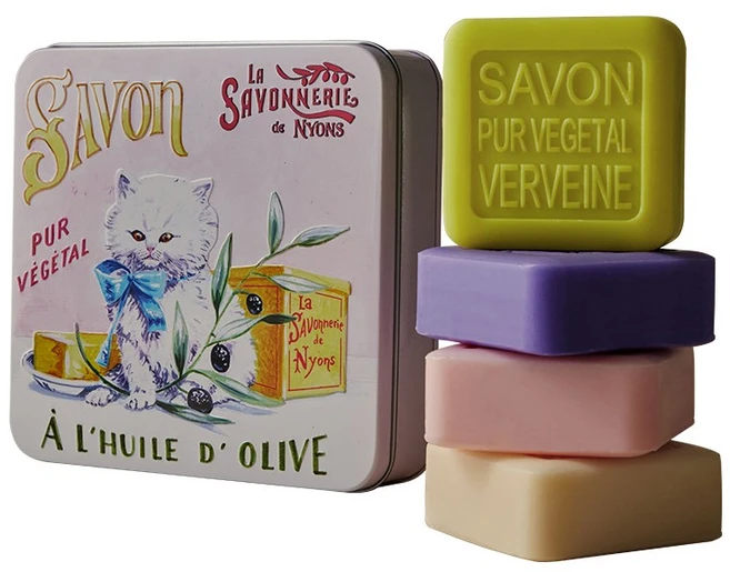 라 사본느리 드 니옹 프랑스 비누 대형 틴케이스, 100g, 4개입, 향수비누_페르시안 고양이(33567) - 쿠팡