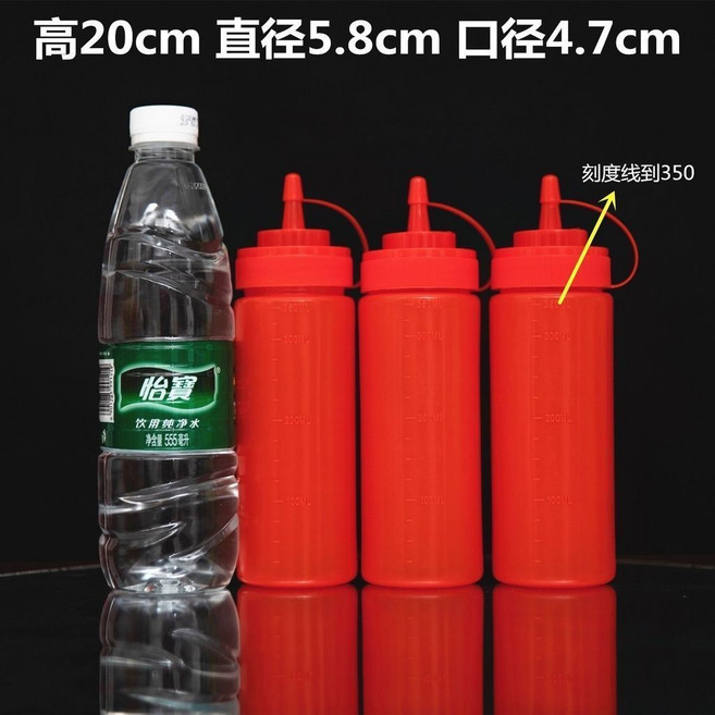 塑料擠醬瓶 廚房油壺 醬汁瓶 3支裝, 1個, 紅355ml 3支裝, 355ml