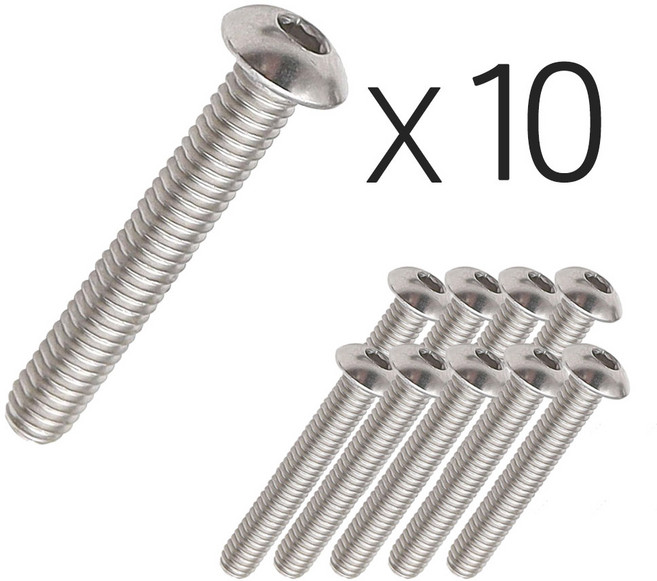 굿나잇몰 스텐 육각 렌치 볼트 묶음 둥근머리 M2 M2.5 M3 M4 M5 M6 M8 M10, 둥근머리 렌치, 스테인리스 스틸, 35mm, 10개