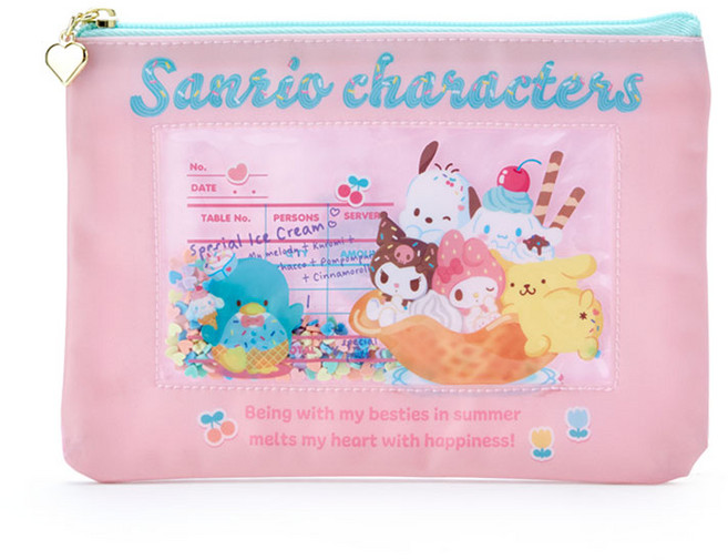 산리오 아이스크림 플랫 통장 지갑 투명 지퍼파우치