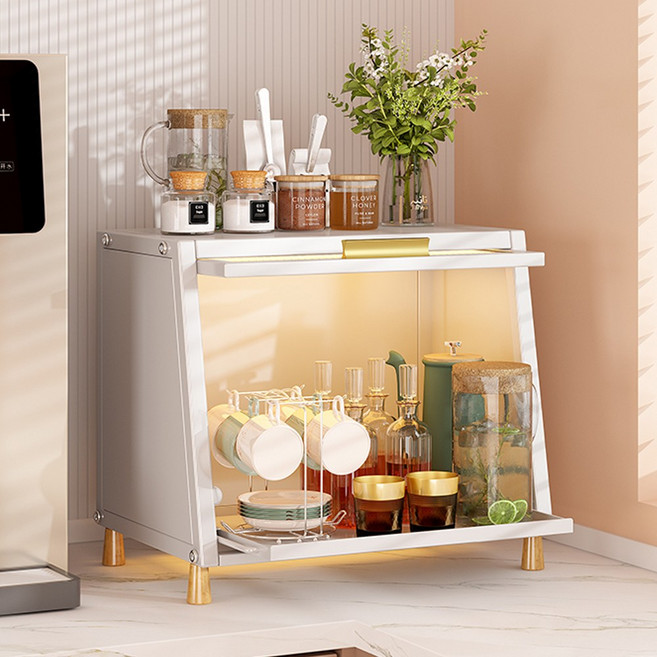 HK.sell 고급 철제 데이클린 다용도 테이블 식탁정리함, 조명(1개), 1개, 화이트