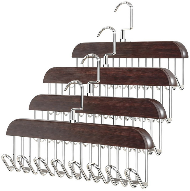 아뜨리 우드 멀티 다용도 옷걸이 행거, 4개, 다크 월넛