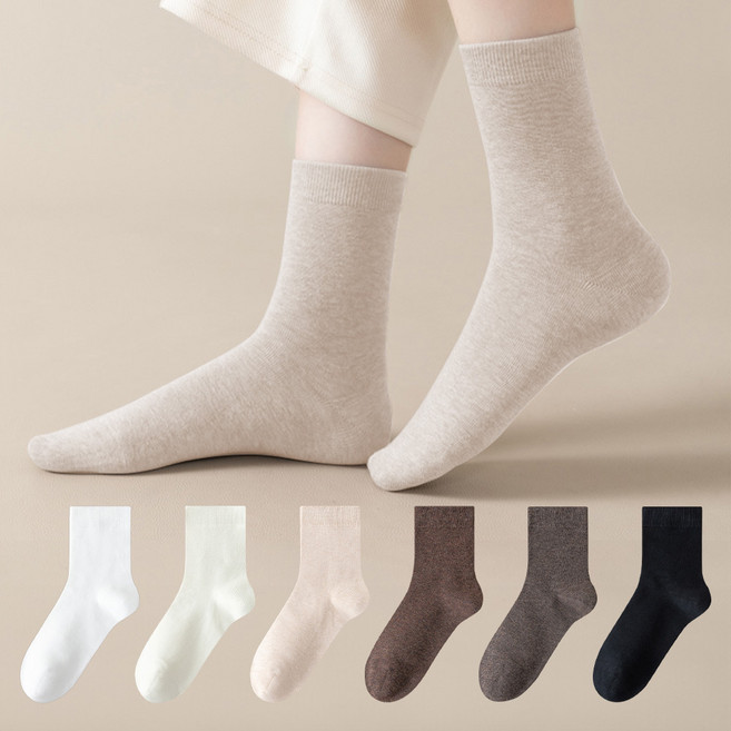 수스존 순면 100 여성용 무압박 중목양말 6켤레 세트
