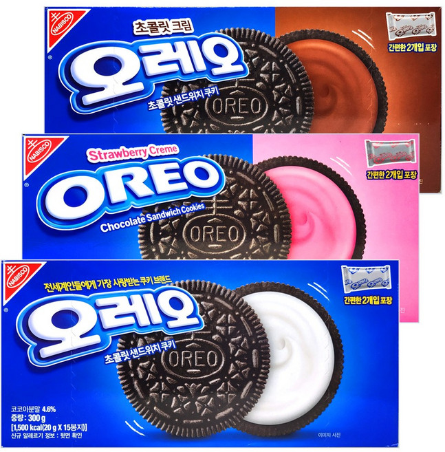 (3종 세트) 오레오 화이트+초콜릿+스트로베리 크림, 1개, 900g