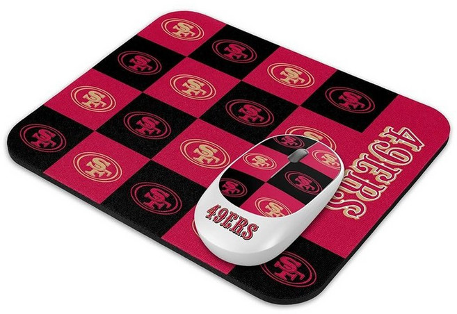 SOAR NFL 무선 마우스 및 패드 - 체크 무늬 미네소타 바이킹스 233237, San Francisco 49ers