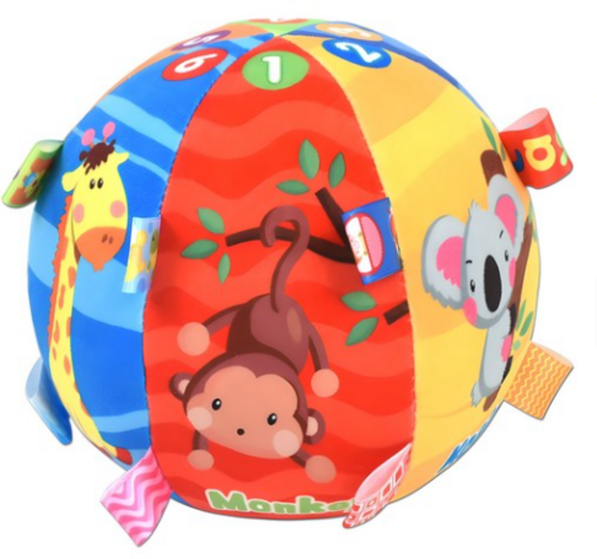 오즈토이 동물 딸랑이 방울 촉각 헝겊 아기공, mix, 2개