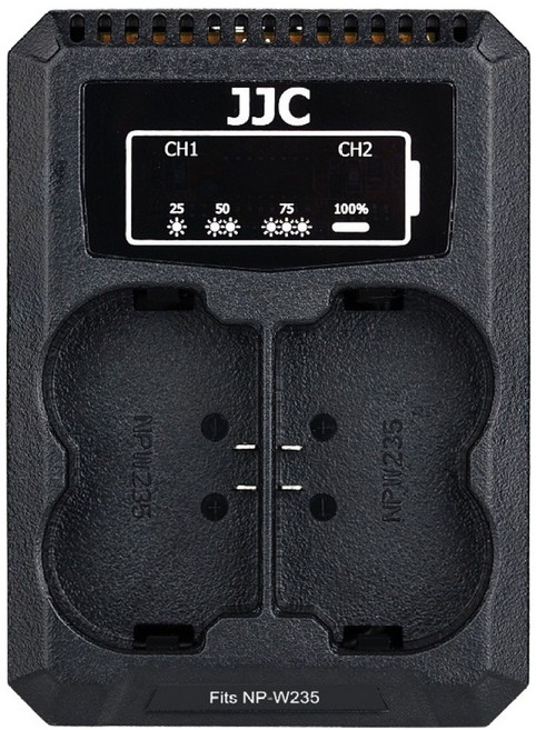 JJC 富士相機電池充電器 USB雙槽設計 適用NP-W235 NP-W126 NP-W126S 內置充電線, NP-W235