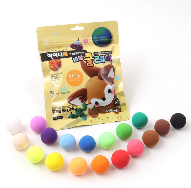 아이디몬 바핑클레이 50g 낱개 컬러 18가지 클레이 점토놀이 칼라폼 지퍼백 소프트, 하양