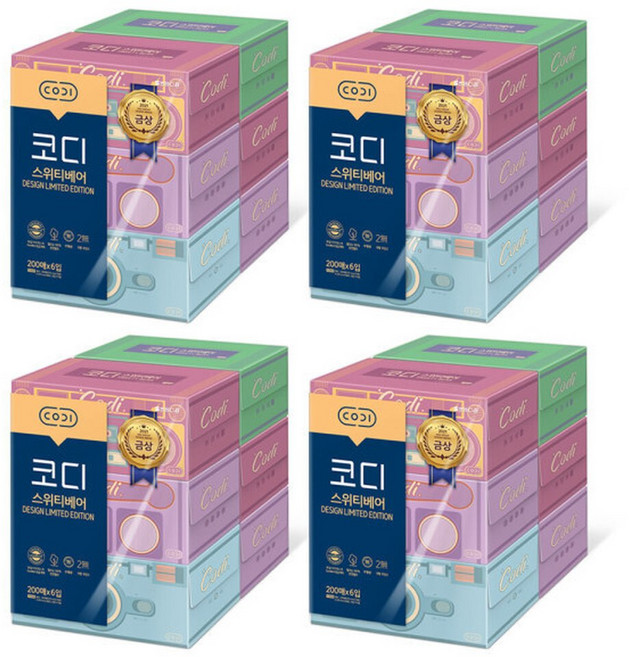 코디 스위티베어 200매 X 6개입 4개 무향 무잉크 무형광 무포름알데히드