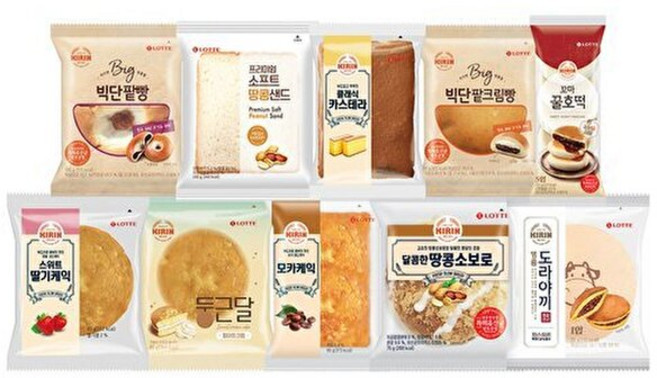 롯데웰푸드 [T]기린 단팥빵 카스테라 꿀호떡 등 10종 8개 골라담기, 3.카스테라x4/5.도리야끼팥빵x4, 85g