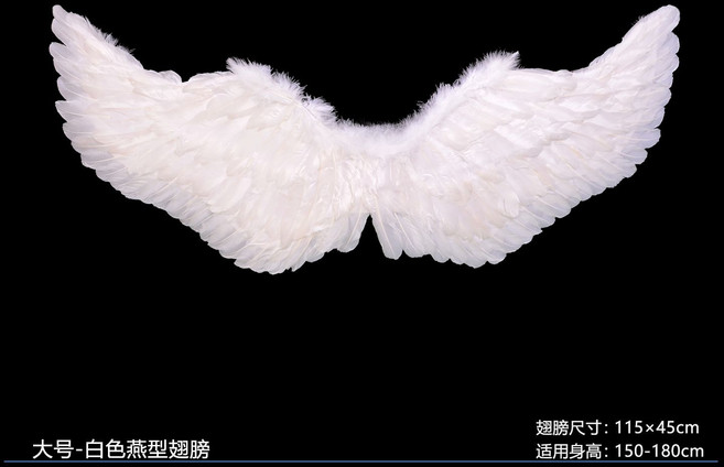 成人兒童天使羽毛翅膀 聖誕節萬聖節花童裝扮道具, 1個, 大號玫紅色-燕型翅膀+天使頭箍+棒