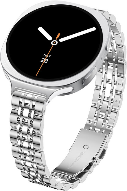 밴드톡 갤럭시워치8 40mm/44mm/클래식 46mm 호환 슬림 메탈 스트랩, 실버