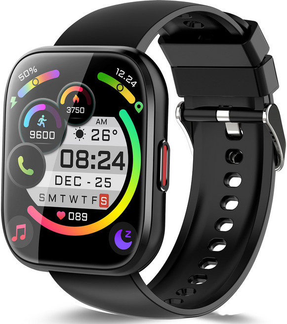 Donerton P114 통화가능 GPS 블루투스 스마트워치 스포츠 워치 대화면 한글판, GPS + 블루투스, 4.3cm, 블랙