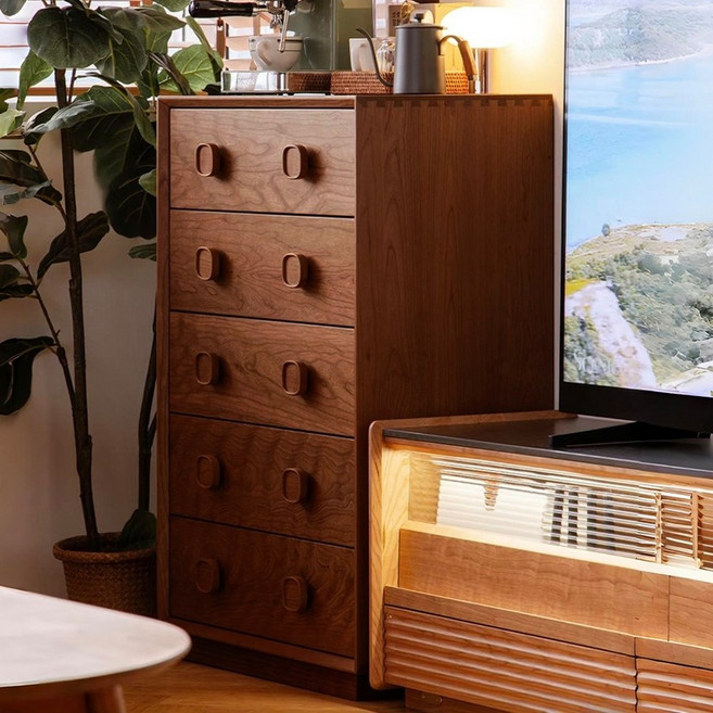 일공이오마켓 침실 침대 옆 탁자 원목진열장 장식장가구 원목미니진열장 원목3단진열장 원목 보관함, 호두색단일서랍