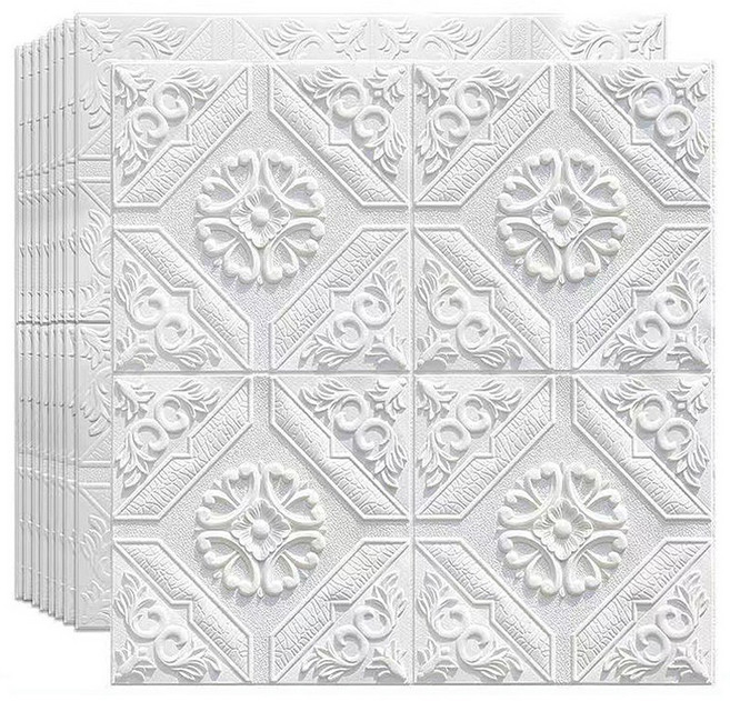 방일 셀프 접착식 3D 입체 인테리어 벽지 스티커, 30개, 흰색001