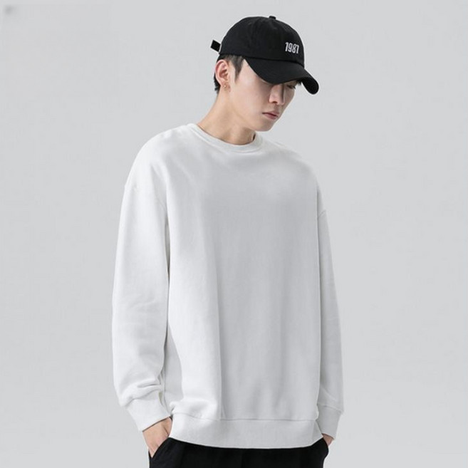 에쉬울프 남녀공용 쭈리면 오버핏 무지 맨투맨
