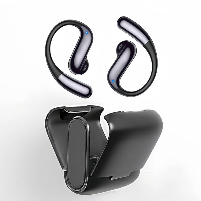 Sunnote 무선 블루투스 이어폰 오픈형 귀걸이형 고음질 AI ENC 노이즈 캔슬링 최신형 블루투스 V6.0 스포츠 비즈니스 이어폰, 블랙, DS03