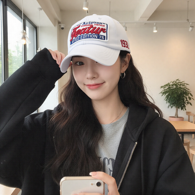 빈티지 볼캡 남녀공용 야구모자 베이지 캡모자 아메리칸 패치 자수 데일리 모자 캐주얼 스트릿