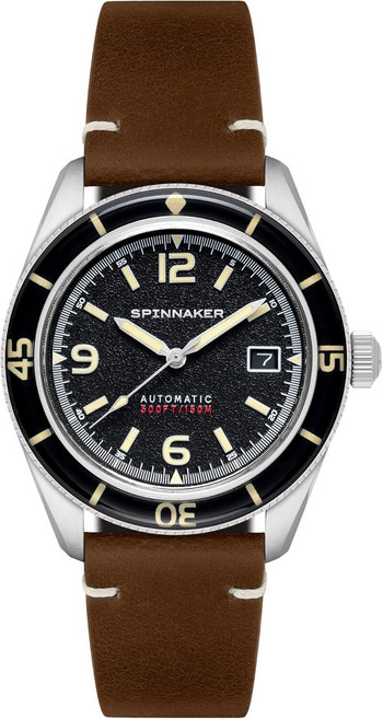 Spinnaker Fleuss SP-5055 남성용 자동 시계 가죽 스트랩 43 mm