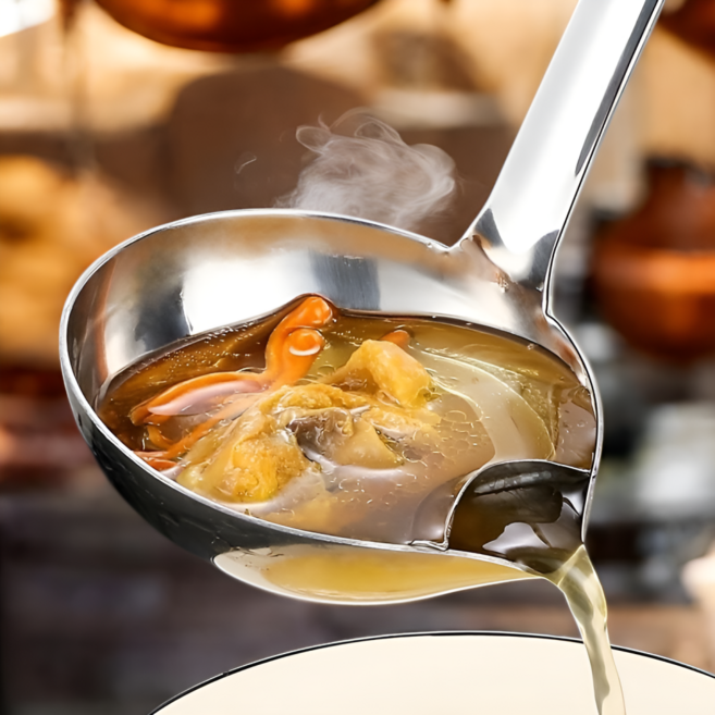 국물 요리 필수템 스테인리스 기름 제거 국자, 1개, 실버