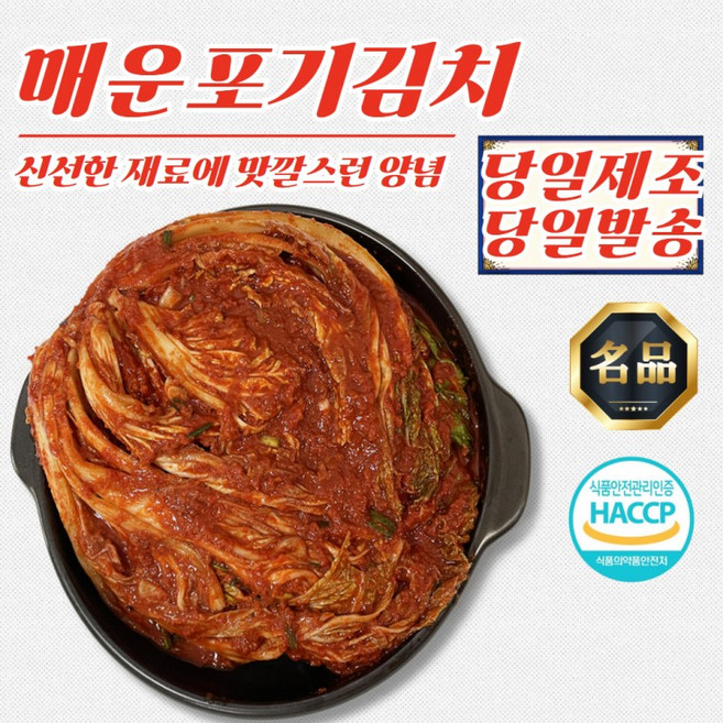 건채담 당일제조 매운 전라도 포기김치 1kg, 건채담 포기김치 1kg, 1개