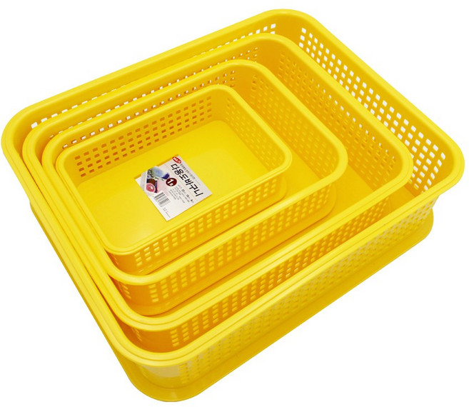 다용도 사각바구니 3호 노랑, 3개