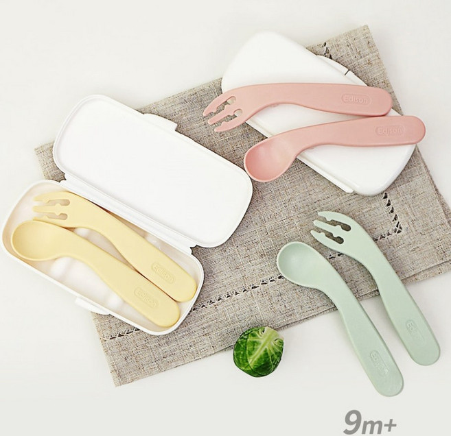 에디슨 스스로 에디슨수저포크 세트 실리콘스푼 자기주도스푼 유아수저세트, 1개, 설명참조, 핑크
